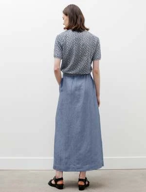 Stephan SchneiderLinen Denim Skirt - Avento 4 Stephan SchneiderLinen Denim Skirt - Avento - Image 4
