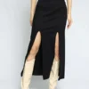 The RangeSlashed Midi Skirt - Jet Black