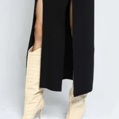 The RangeSlashed Midi Skirt - Jet Black -Outlet Lustro Wear Store Slashed Midi Skirt Jet Black 20220811143549 3