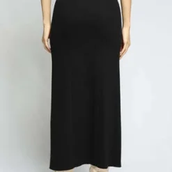 The RangeSlashed Midi Skirt - Jet Black -Outlet Lustro Wear Store Slashed Midi Skirt Jet Black 20220811143550