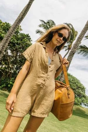 JungmavenStillwater Polo Romper - Coyote Hemp 1 JungmavenStillwater Polo Romper - Coyote Hemp