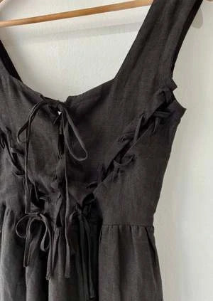 Tach ClothingGyneth Linen Dress - Black 2 Tach ClothingGyneth Linen Dress - Black - Image 2