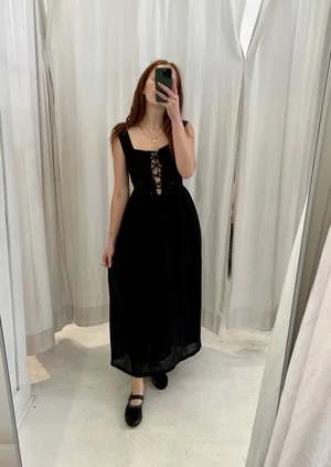 Tach ClothingGyneth Linen Dress - Black 1 Tach ClothingGyneth Linen Dress - Black