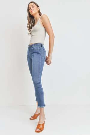 Just Black DenimThe Fray Hem Skinny - Medium Denim 3 Just Black DenimThe Fray Hem Skinny - Medium Denim - Image 3