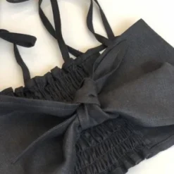 Modern SundayTwo In One Linen Bralette - Black
