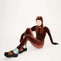 Simone WildVelvet Cat Suit - Nut -Outlet Lustro Wear Store Velvet Cat Suit 20220906211937 2