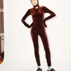 Simone WildVelvet Cat Suit - Nut -Outlet Lustro Wear Store Velvet Cat Suit 20220906211937 3