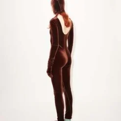 Simone WildVelvet Cat Suit - Nut -Outlet Lustro Wear Store Velvet Cat Suit 20220906211938