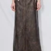 Stand StudioLeather Biker Maxi Skirt - Worn Black